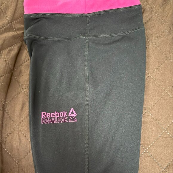 Reebok Girls Flare Leggings Size M (7/8) Black and Pink - Preloved Excellent - Picture 5 of 9